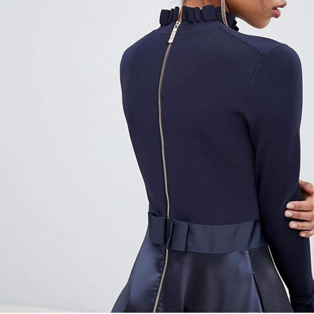 🍒NWT🍒 TED BAKER NAVY FIT & FLARE DRESS - Picture 9 of 14